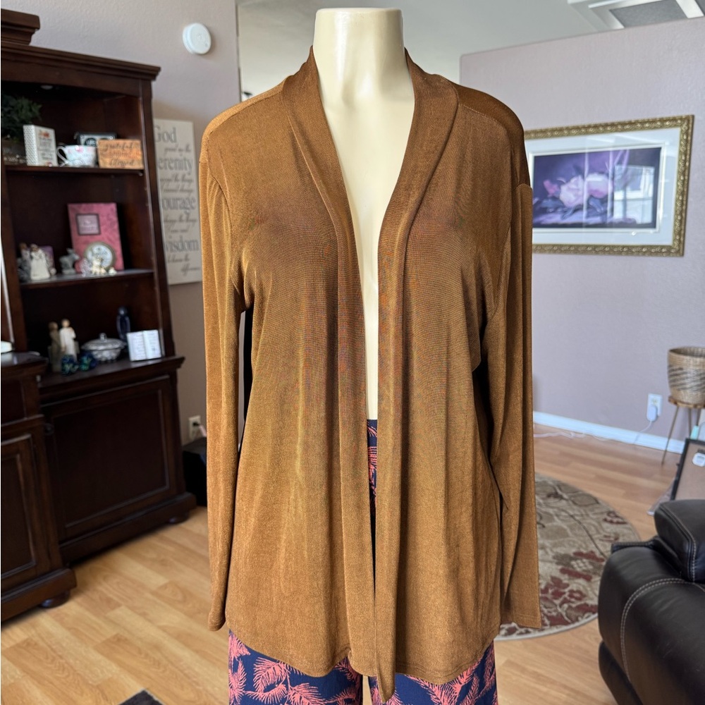 Made in Heaven brownish/gold long sleeve open cardigan-size L